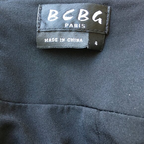 Vintage BCBGMAXAZRIA Paris Black Stretchy Layered Fitted Halter Dress - Picture 2 of 10